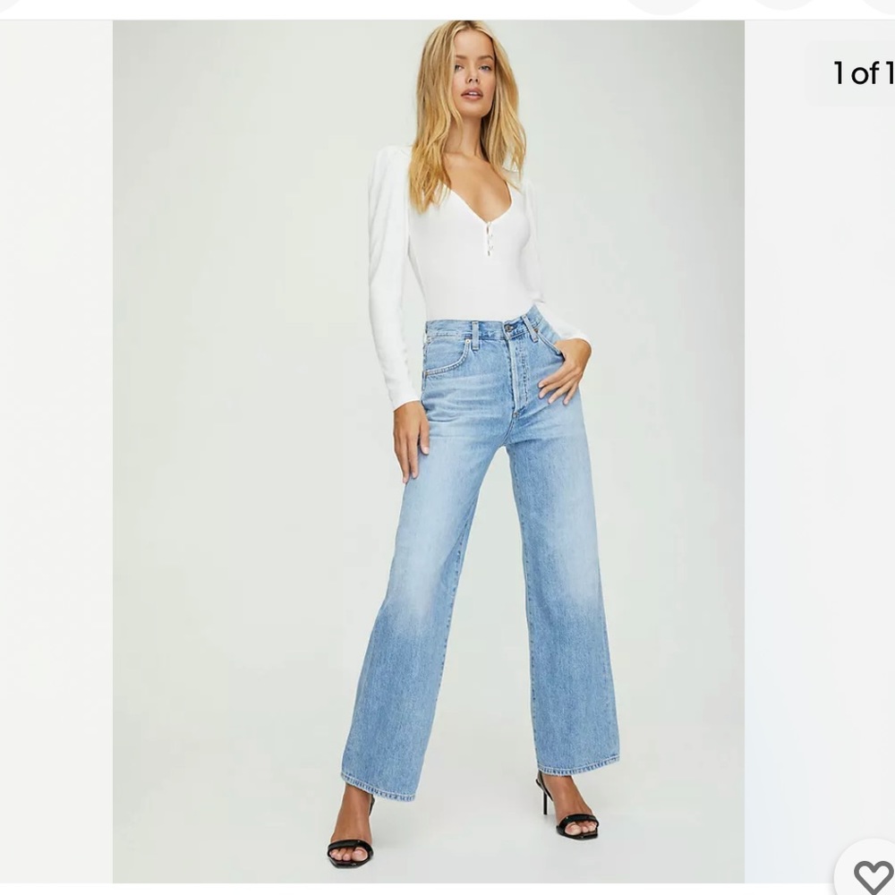 Citizens Of Humanity Light Blue Wide Leg Jeans - Picture 2 of 8